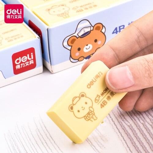 Deli Cute Erasers Big Size Cartoon Bear 4B Drawing Eraser for Kids Art Supplies Prizes for Kid Pencil Eraser Japanese Stationery