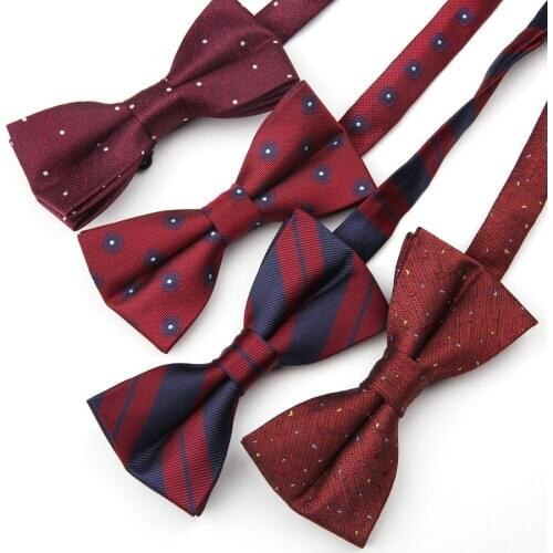 Linbaiway Wine Red Bow Tie Wedding Tuxedos Bowtie for Men Adult Women Ties Wedding Butterfly Suits Cravats Groomsmen Corbatas