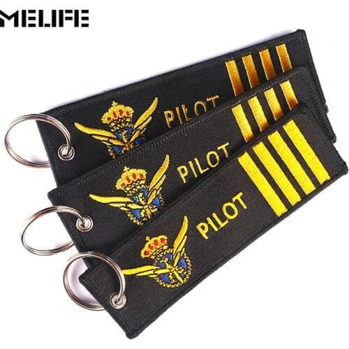MELIFE Climbing accessories Pilot Key Chain Safety Tag Embroidery Pilot KeyChains for Aviation Gifts Sport Tag Label 3 PCS/LOT