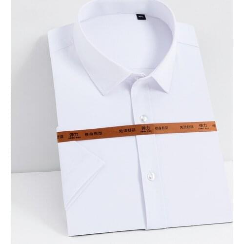 New Arrival 2020 Summer Mens Shirt Short Sleeved Bamboo Fiber No-Iron Man Formal Business Causal Slim Fit Shirt Brand DS382