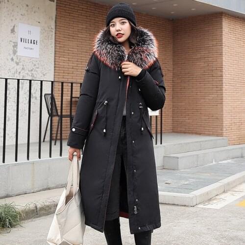 2020 New Parka Long Winter Jacket for Women Big Fur Hood Cashmere Thicken Ladies Coat Warm Parkas Female Plus Size XXXL
