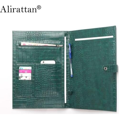Alirattan New Trendy Customized Folder File Fashion Ipad Holder Laptop Case Embrossed Python Crocodile Ostrich Leather Pouch Bag