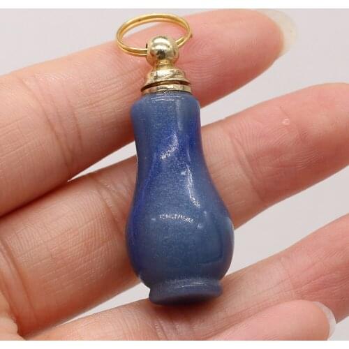 Wholesale Natural Semi-precious Stone Perfume Bottle Pendant for Essential Oil Vial Jewelry Making DIY Necklace Accessories
