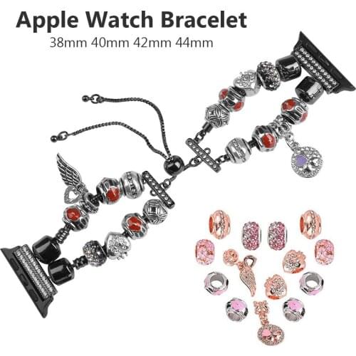 Luxury Dressy Watchband for Apple Watch Bands 42mm 44mm 38mm 40mm iWatch SE 6 5 4 3 DIY Bracelet Replacement Wristband Charm