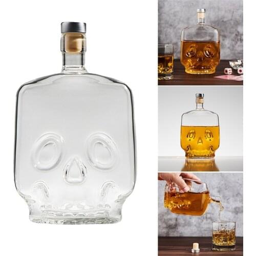 Glass Wine Dispenser Creative Square Skull Decanter With Airtight Stopper Practical Party Supplies For Home Bar @ls