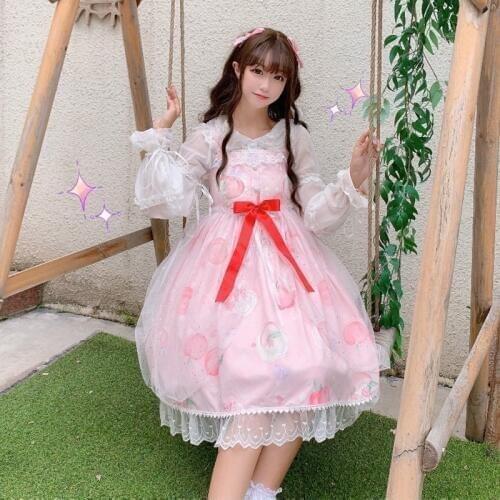 Japanese JSK Lolita Dress women summer dress sweet soft girl wind cute cartoon lolita suspender dress cute
