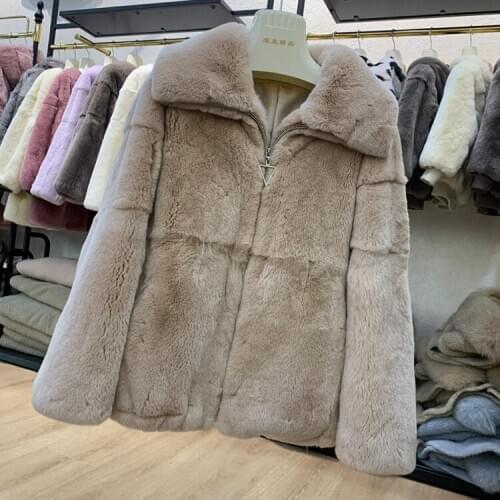 Zero Fish Long New Fashion Women Real Angola Rabbit Fur Jacket Coat Plus size Young Lady Thick fur coat Pure Color