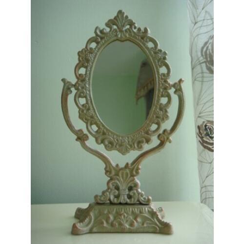 Antique Victorian Iron Vanity Dress Mirror with Frame Stand Table Decorative Footed Mirror Vintage Home Decoration Metal Crafts