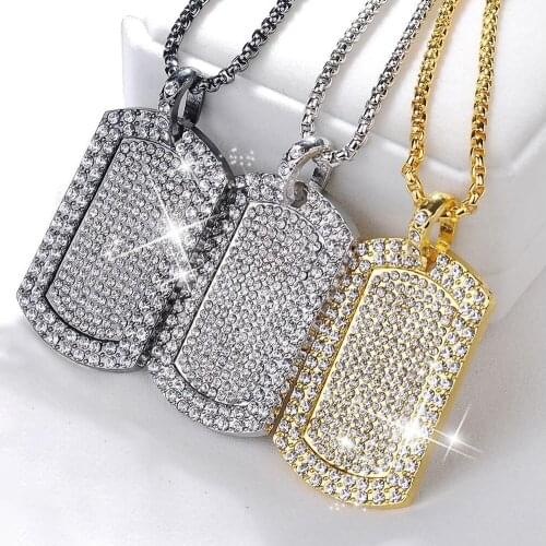 Women Rhinestone Geometric Squares Shape Pendant Decor Necklace Chain Pendant Statement Necklace Jewelry Gift