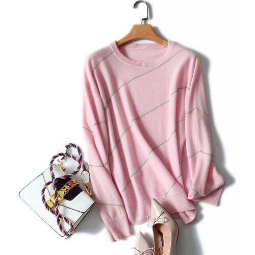 Shuchan High Quality Women Fashion 2018 Autumn 100%cashmere Sweater Jumpers Female Knitted Women Warm Pullover Crew Neck Sweater