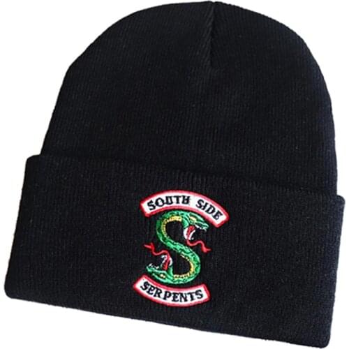 Riverdale Beanie Cap Jughead Jones South Side Serpents Hats Winter Embroidery Knitted Hat for Men Women