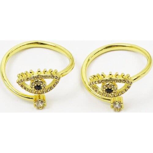10Pcs Zircon Eyes rings Gold rings rings Adjustable Jewerly rings for women crystal fashion jewels for lady 8434