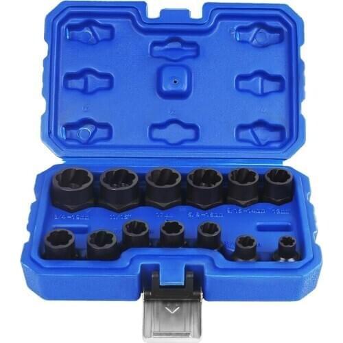 13Pcs Impact Damaged Bolt Nut Remover Extractor Socket Tool Set Bolt Nut Screw Removal Socket Wrench - 1
