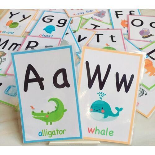 26pcs Alphabet Cards English Learning Letter Cards For Kids Montessori Flashcards Early Education Toys Teacher Teaching Aids