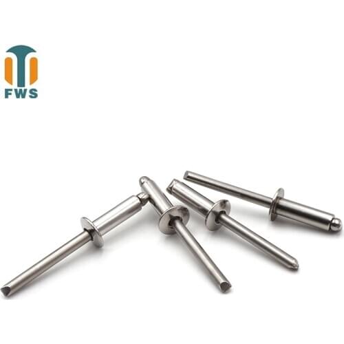 50 PCS M4 M4.8 8-12mm DIN EN ISO 15983 GB /T 12618.4 Stainless Steel Open End Blind Rivets Pop Rivets With Protruding Head