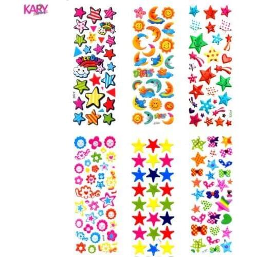 6 Sheets Star Moon Clouds Rainbow Meteor Scrapbooking Bubble Puffy Stickers Kawaii Gifts Reward Kids Toys Factory Direct Sales