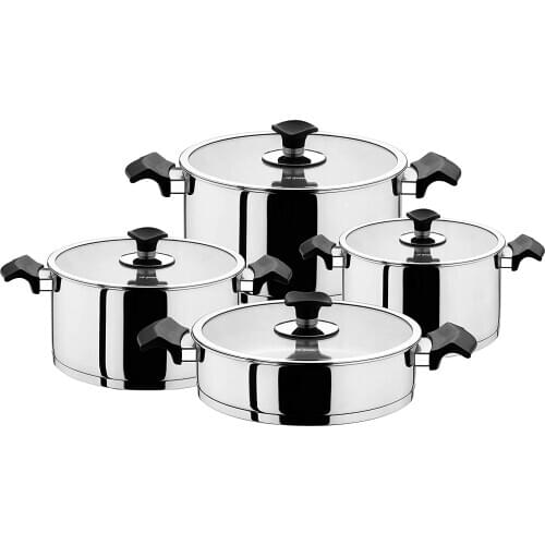 Aryıldız King Black Glass 4 Piece Cookware Set