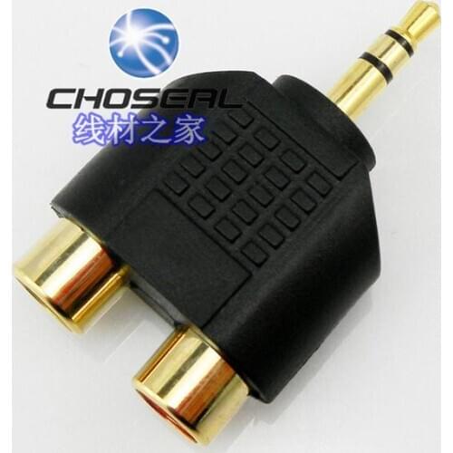 Free shipping gold plating headset connector 3.5mm turn to two RCA audio plug connector audio