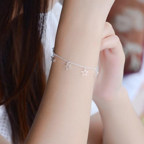 925 Sterling Silver Link Chian Anklet Tassel Star Charm Bracelets &Bangle For Women Jewelry Accessories Bijoux Gifts A169