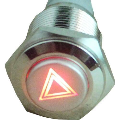 EE support 16mm 12V Light Switch Push Button ON/OFF Metal Switch Red LED Light Emergency Symbol Car Accessories Sale