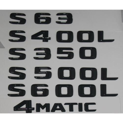 Gloss Black Trunk Letters Number Badge Emblem Emblems for Mercedes Benz S63 AMG S300 S400L S500L S600L S500 S550 4MATIC