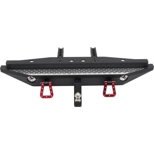 Hot Racing Aluminum Diamond plate Rear bumper with LED light buckets and tow shackles for Traxxas TRX-4 Axial SCX10II