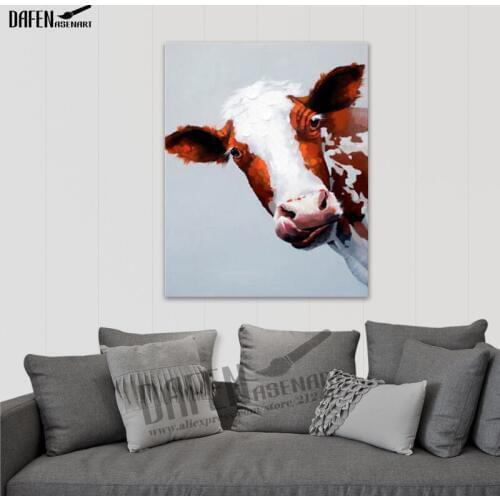 Colorful Bull 100% Handmade Oil Painting Acrylic Paint On Canvas Cartoon Animal Wall Art Modern Abstract Home Decoration