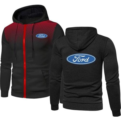 NEW High Quality Spring Autumn Men Zip Jacket Ford Car Logo printing casual Men jackets Dots Cotton Men casual wear