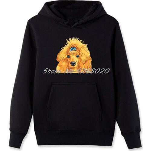 Hot Sell Poodle Dog Head Printed Hoodie Mens Cotton Sweatshirt Male Casual Hip Hop Harajuku Streetwear