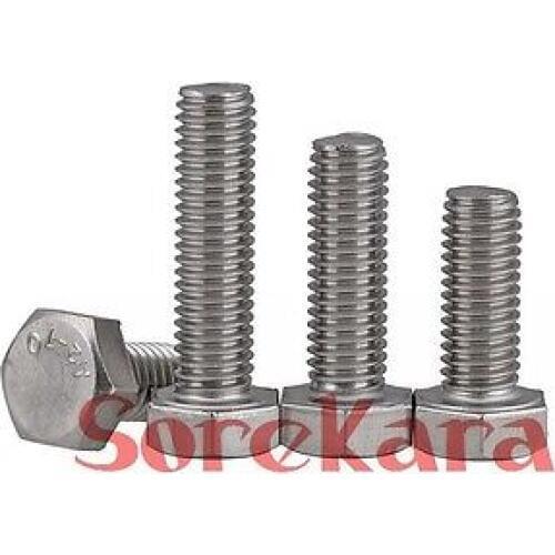 M6 8/10/12/14/16/20/25/35/40/45/50/55/60-110mm Pitch 1.0 304 Stainless Steel Hex Head Cap Screws Tap Bolt