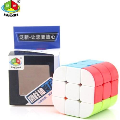 New Fanxin 3x3 Cylinder Magic Cube 3x3x3 Stickerless Speed Puzzle 3x3 Cubo Magico Educational Toy for Kids Children with Bracket