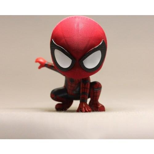 Marvel Legitimate Bulk Q Version Spider Magnet Refrigerator Magnetic Handel-operated Doll Model Toy Accessories Children Gifts