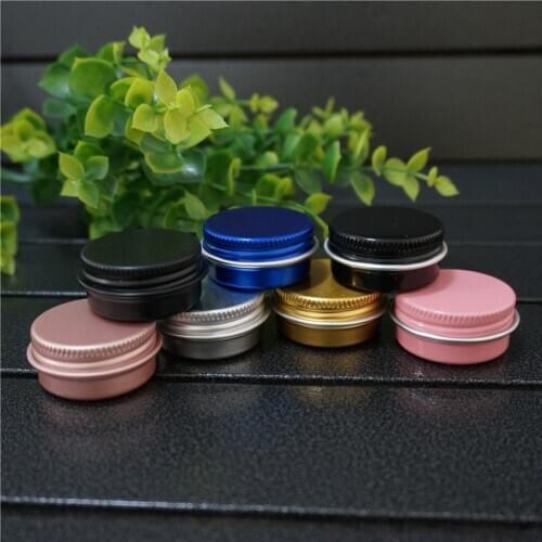 10g Blue Empty Round Aluminum Box Metal Tin Cans 10ml Pink/Gold/Black Cosmetic Cream Containers Refillable Jar Tea Aluminum Pot