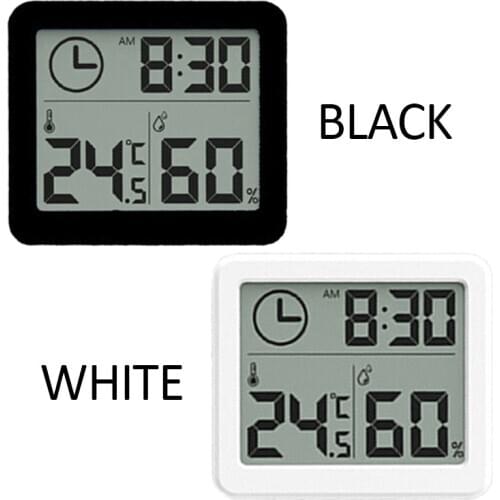 Multifunction Digital Thermometer Hygrometer Automatic Electronic Temperature Humidity Monitor Clock Large LCD Screen