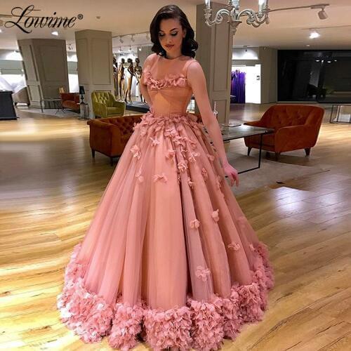 Tiered Pink Prom Dresses Turkish Islamic Gown For Weddings Robe De Soiree Elegant Party Dress Long Formal Evening Dress 2019