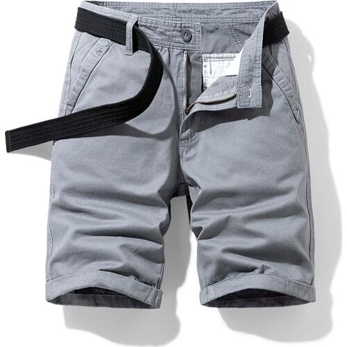 2021 Summer Cotton Men Cargo Shorts Casual Solid Color gray Men Short Pants Brand Clothing Jogger Military Cargo Shorts Men