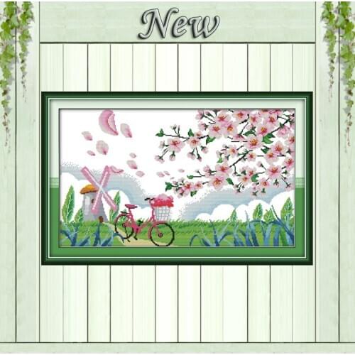 Gentle breeze in spring Scenery paintings Counted print on canvas DMC 14CT 11CT DIY Cross Stitch Needlework kits Embroidery Sets