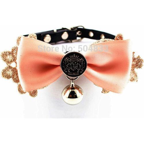 Retro Bow Cats Kitten Collar With Bell Small Dog Lace Flower Collars XS S Red Pink Blue Green