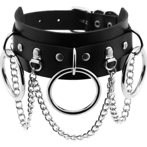 Punk Goth Choker Necklaces Jewelry Harajuku Collar Chain Belt Necklace Pu Leather Bondage Cosplay Club Party Festival Chokers