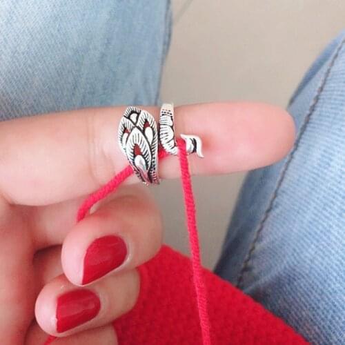 Knitting Loop Finger Wear Adjustable Mouth Crochet Loop Knitting Ring Accessory for Clothing Sewing Machine Accessories