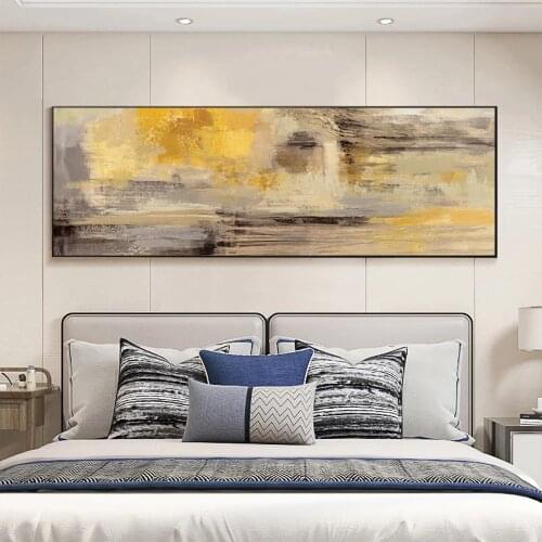Posters and Prints Wall Art Canvas Painting, Modern Abstract Golden Yellow Posters Wall Art Pictures for Living Room Home Decor