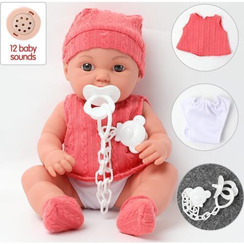 30 cm Realistic bebe reborn Doll 12 inch simulation sound lifelike Silicone Baby Doll Clothes dress set for toys children