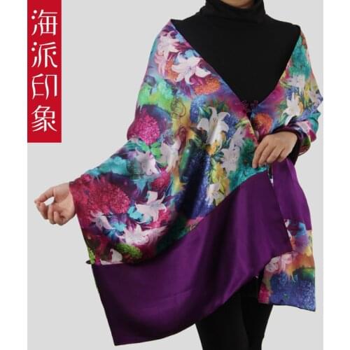 Shanghai impression qiu dong silk scarves 100% mulberry silk female button double-sided silk scarves shawls clearance