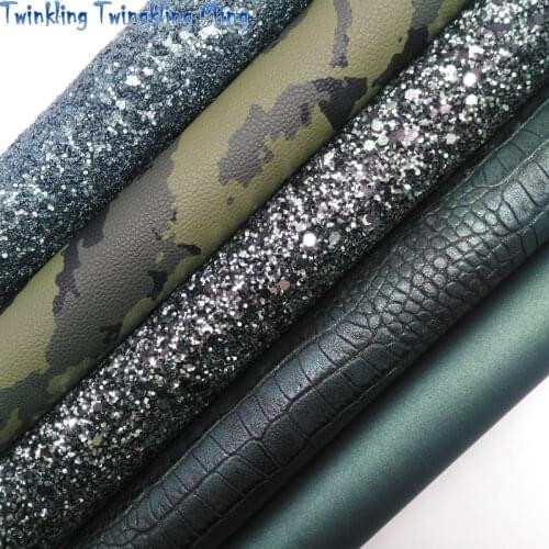 Dark Green Chunky Glitter Canvas Sheet 8"x11" Glitter Sheets Faux Leather Sheet, Chunky Glitter Hair Bow & Earring Fabric XM045