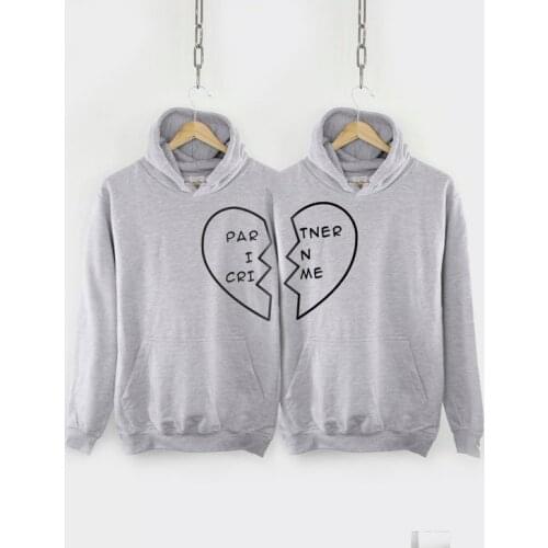 Tumblr Hoodie Bff Hoodie Best Friend Hoodies Partner In Crime Heart Hoody Long Sleeve
