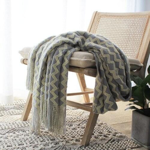 Nordic Geometry Sofa Knitted Throw Blanket With Tassel For Bed Travel Nap Lightweight Casual Thread Blankets Coverlet Bedding