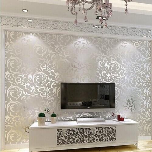 Wellyu 3D papel de parede Europe style Wallpaper Embossed Flocking Buttercup Leaves Pattern Home decoration Wall paper R300