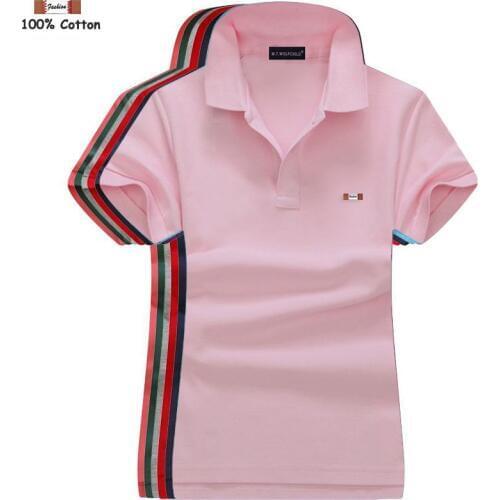 High quality 2020 Summer Womens short sleeve polos shirts cotton casual womens solid color polos shirts fashion lady tops S-4XL