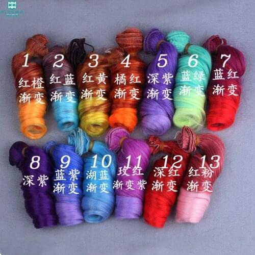 1pcs 15cm*100CM Two kinds of color gradient wig hair for 1/3 1/4 BJD diy Things for dolls