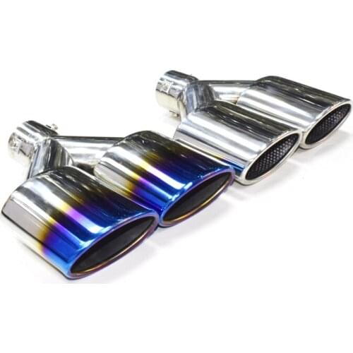 1 Pcs 304 Stainless Steel Exhaust Tip Universal Exhaust Pipe Muffler Tip Y Pipe For Universal Car Blue Silver Exhaust pipe